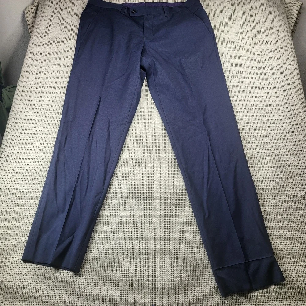 Ted Baker Suit‎ Pants Mens 36x34 Blue Wool Jerome Slim Fit Made In Canada